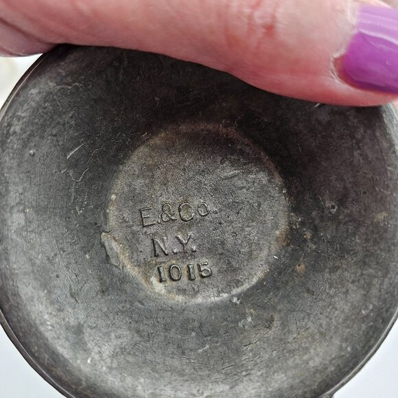 RARE Antique Ice Cream Chocolate Butter Pewter Mold Pie Shell #1015 E & Co NY - Picture 5 of 5